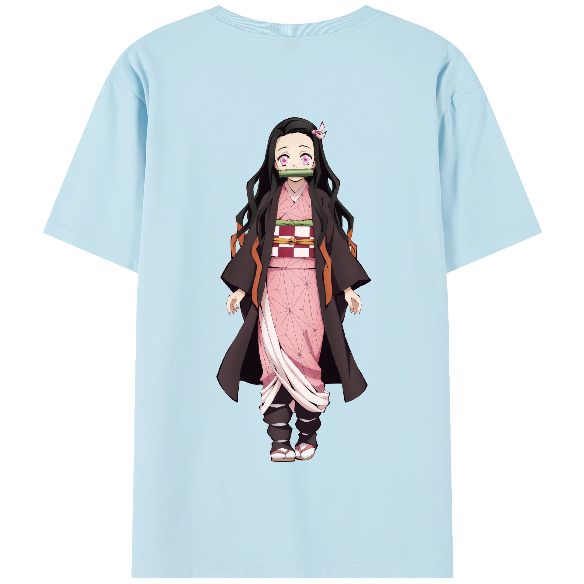 （画像用） 鬼滅の刃（きめつのやいば）竈門 禰󠄀豆子／かまど ねずこ Kamado Nezuko 綿100％半袖Tシャツ（背面プリント）